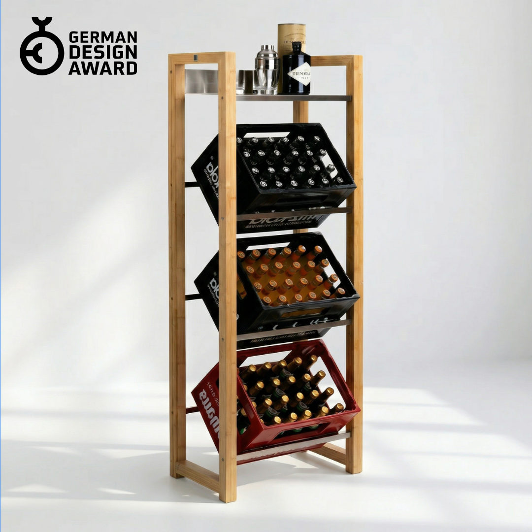 Design Getränkekistenregal 4 Kisten hoch - Flaschenkastenständer 4 Kisten