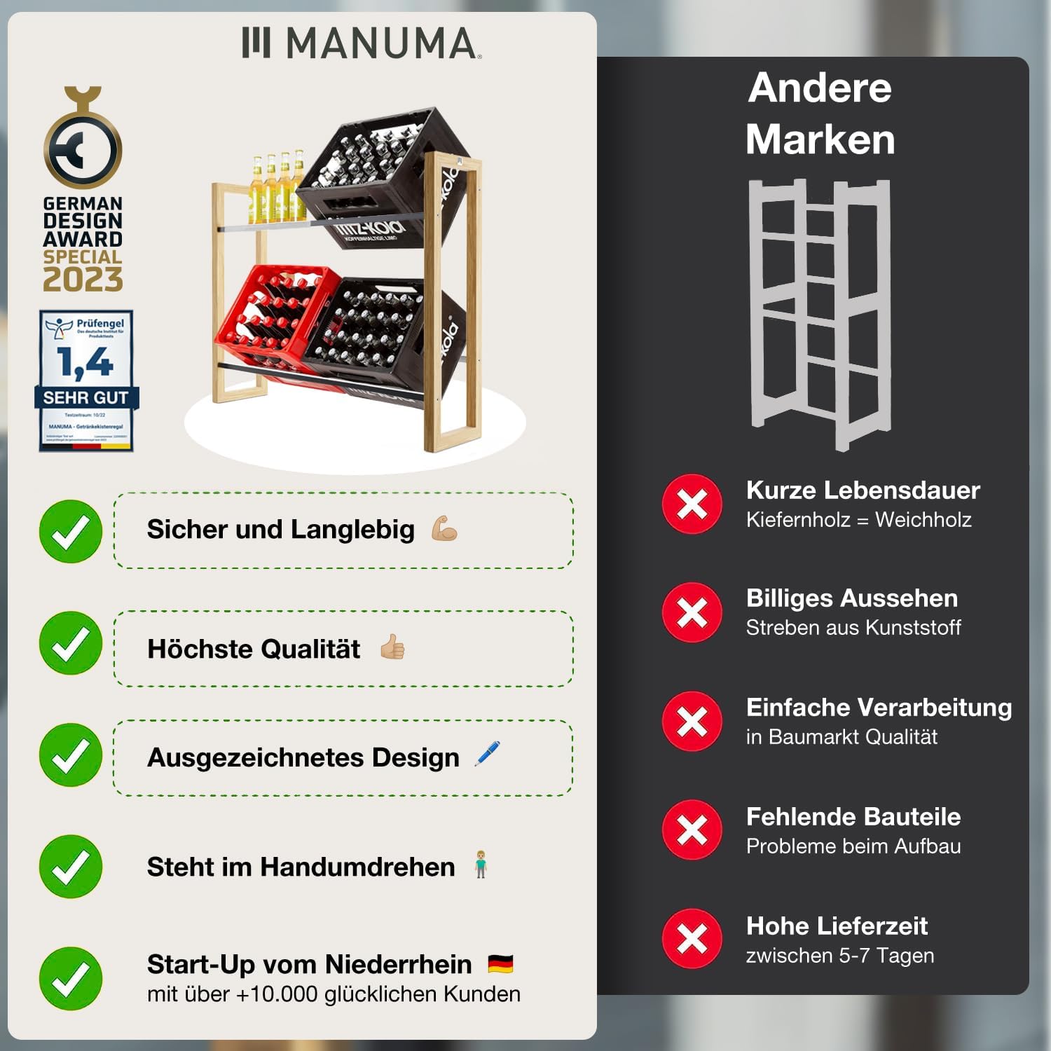 ANTON Design Getränkeregal für 6 Kisten