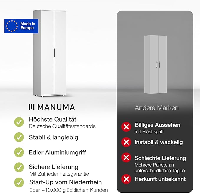 BASIC Besenschrank 60cm breit mit edlem Aluminium Griff