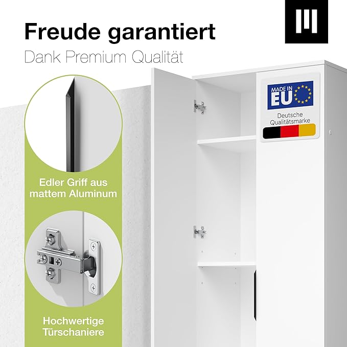 BASIC Besenschrank 60cm breit mit edlem Aluminium Griff