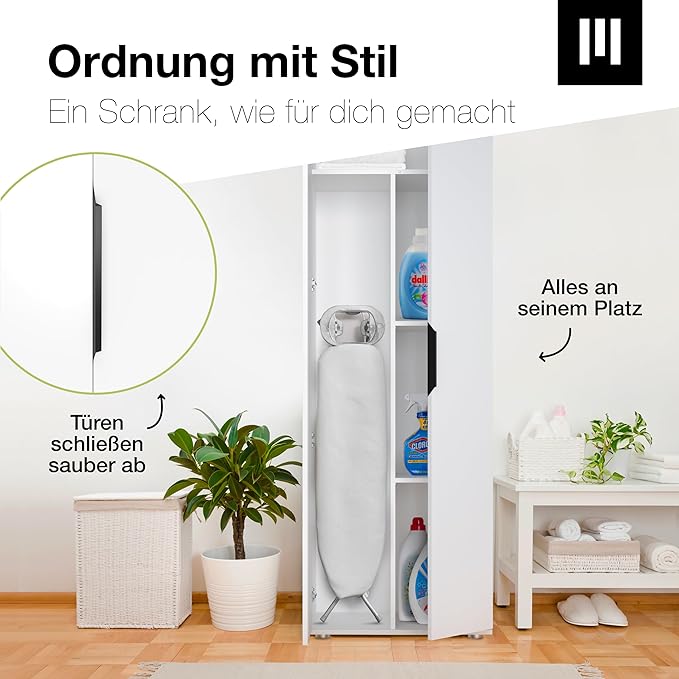 BASIC Besenschrank 60cm breit mit edlem Aluminium Griff