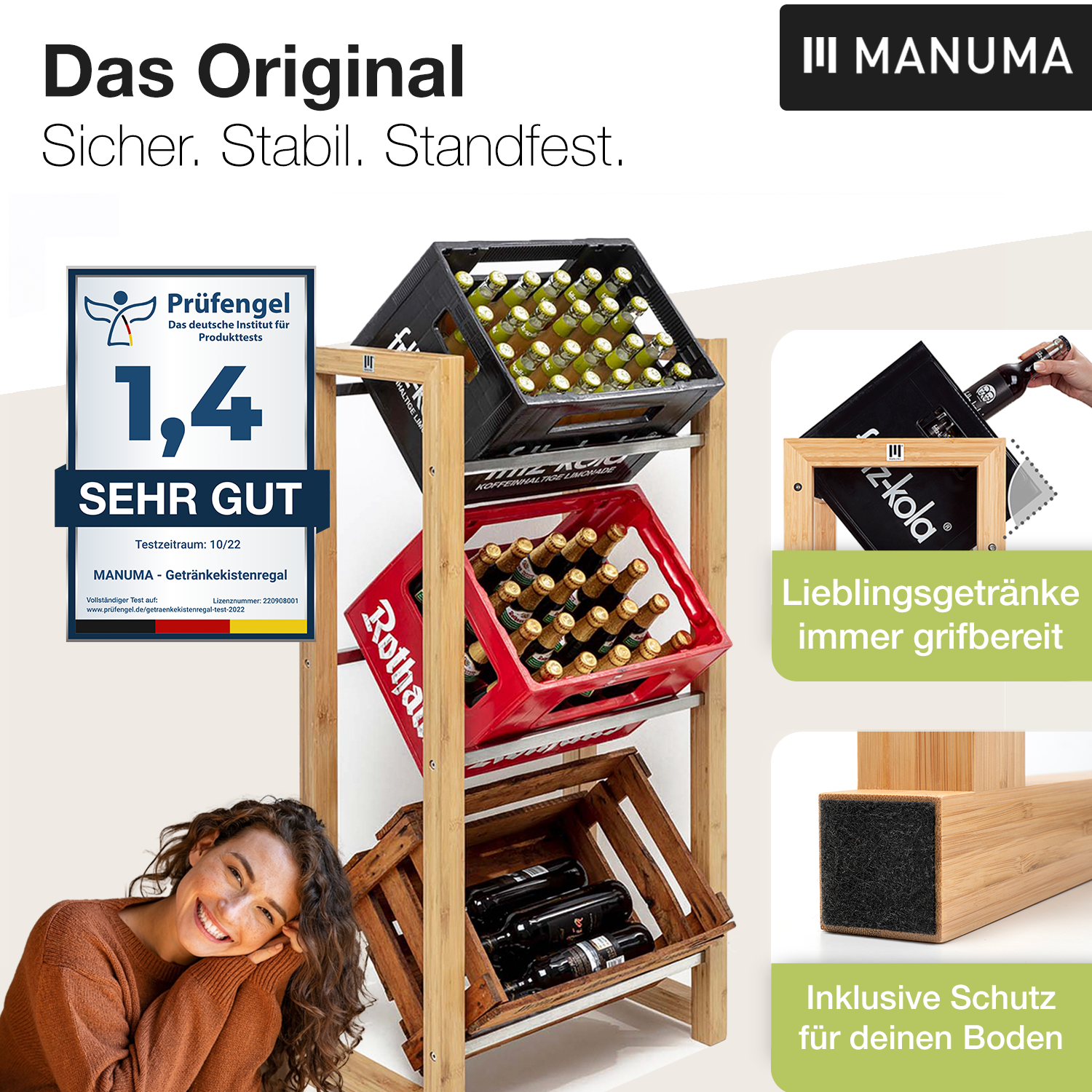 JAMES Design Getränkeregal für 3 Kisten