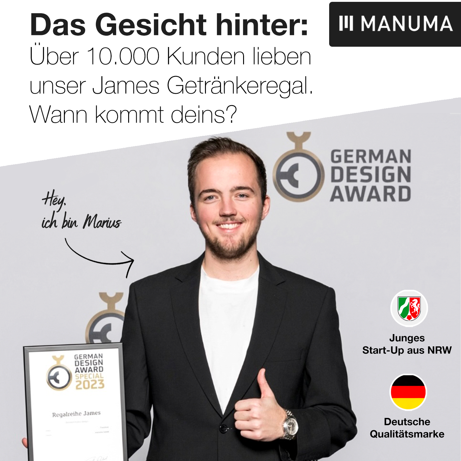 JAMES Design Getränkeregal für 4 Kisten