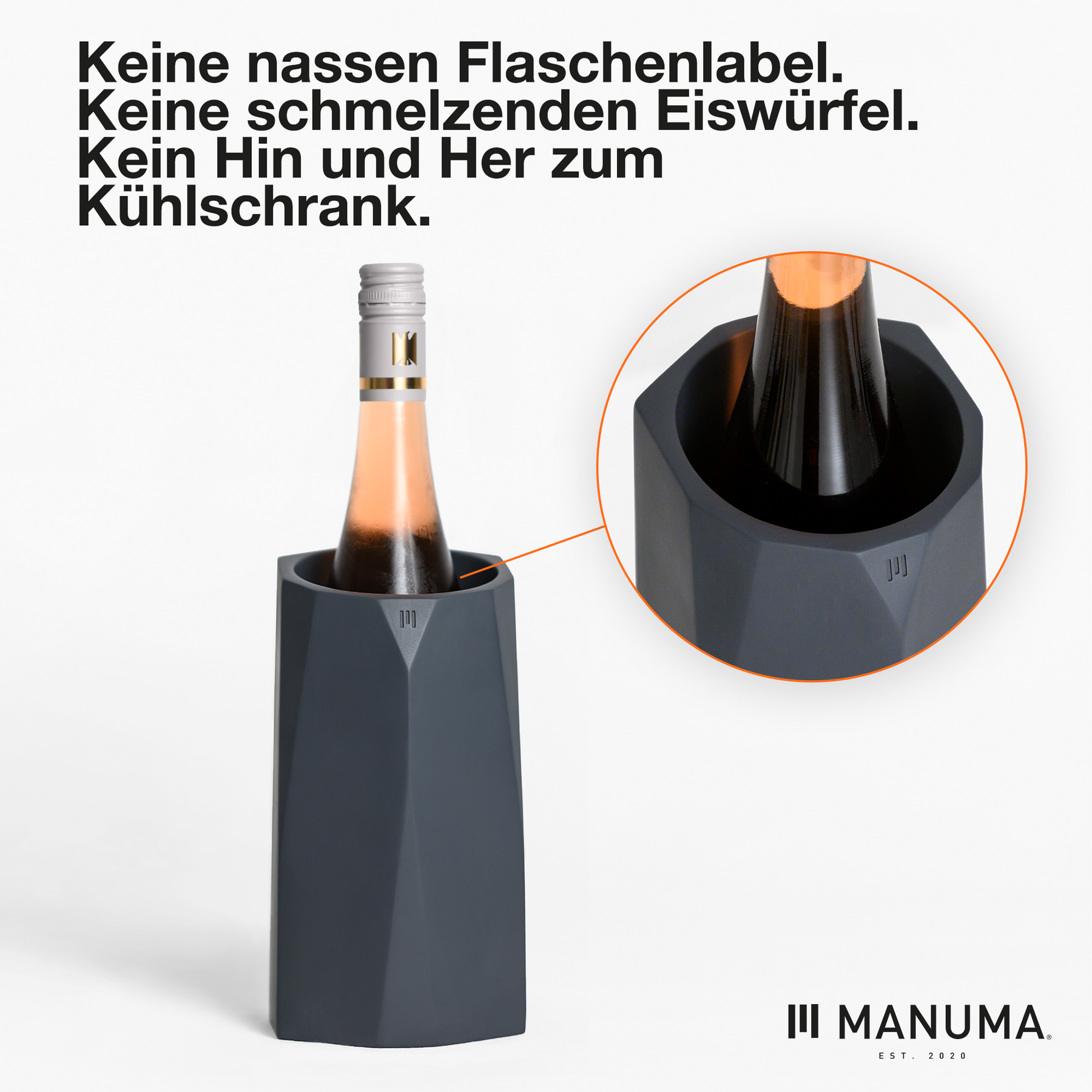 CHARLES Design Weinkühler aus Beton | Hält Wein, Sekt und Champagner stundenlang kühl