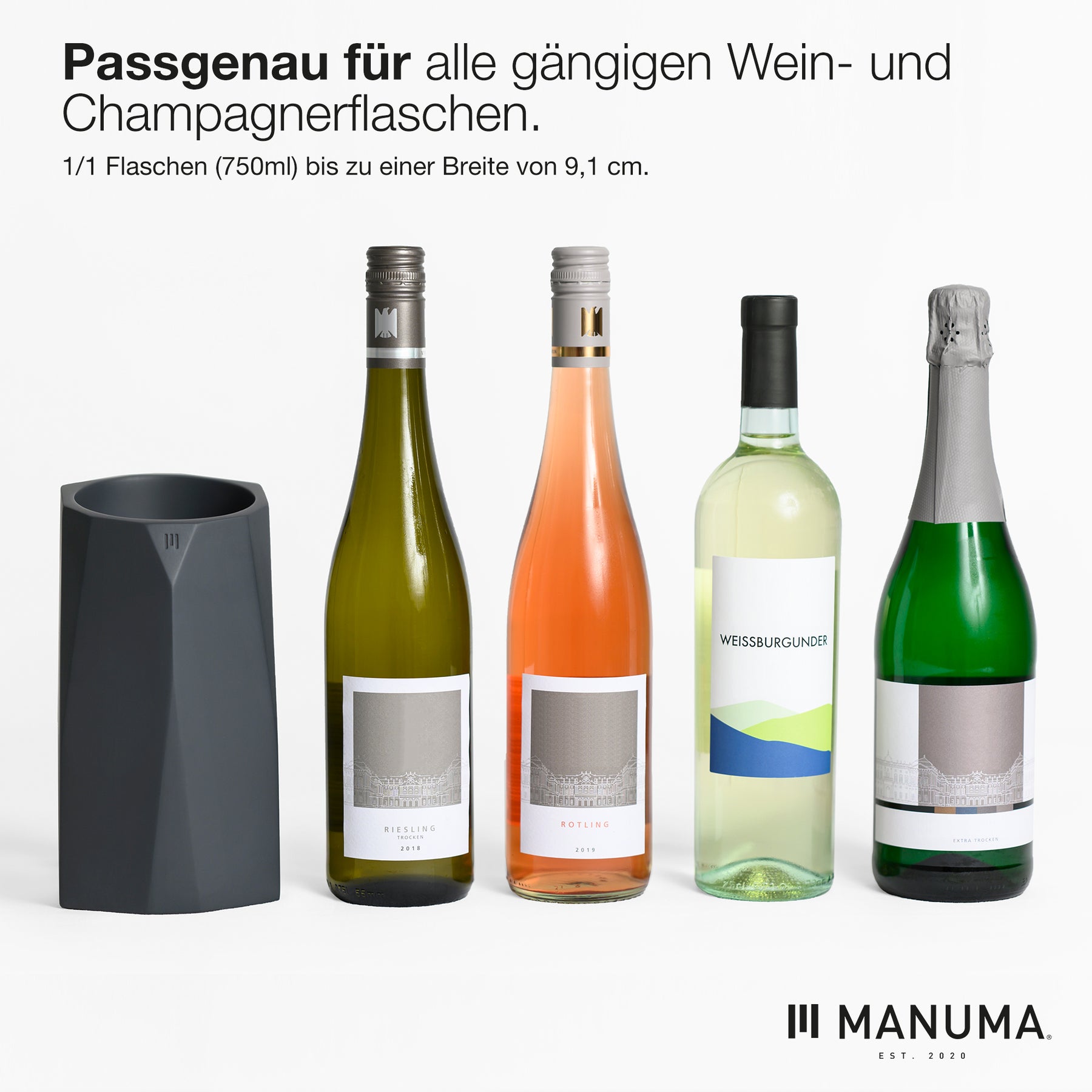 CHARLES Design Weinkühler aus Beton | Hält Wein, Sekt und Champagner stundenlang kühl