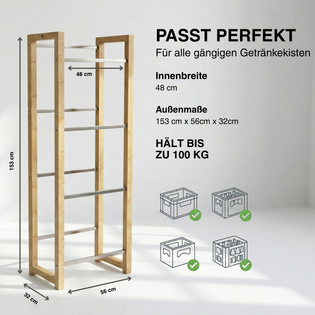Design Getränkekistenregal 4 Kisten hoch - Flaschenkastenständer 4 Kisten