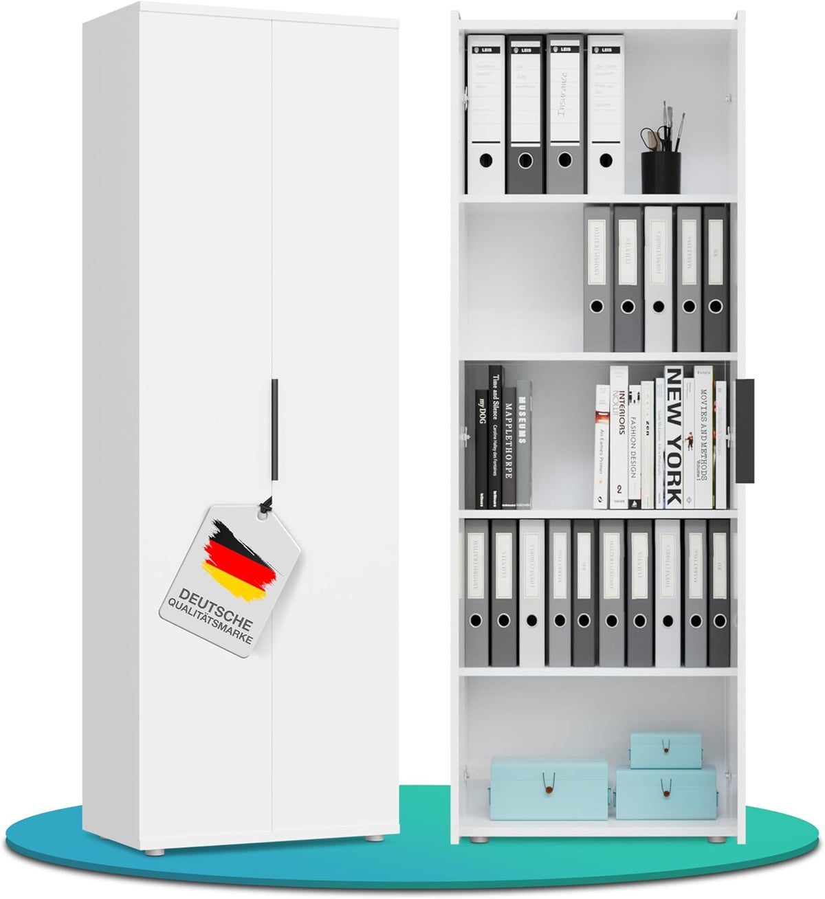 BASIC Aktenschrank 60cm breit mit edlem Aluminium Griff